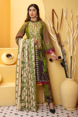 Kehkashan Cambric Shirt & Trouser with Lawn Dupatta