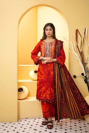 Kehkashan Cambric Shirt & Trouser with Lawn Dupatta