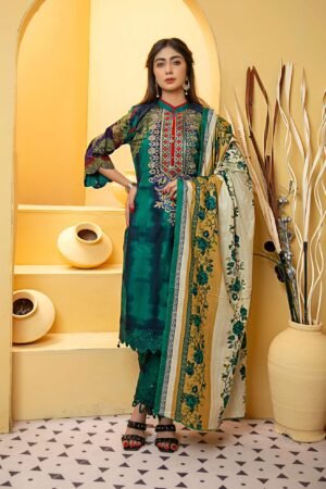 Kehkashan Cambric Shirt & Trouser with Lawn Dupatta