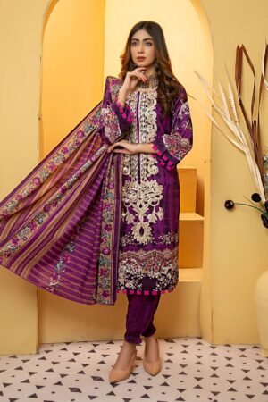 Kehkashan Cambric Shirt & Trouser with Lawn Dupatta