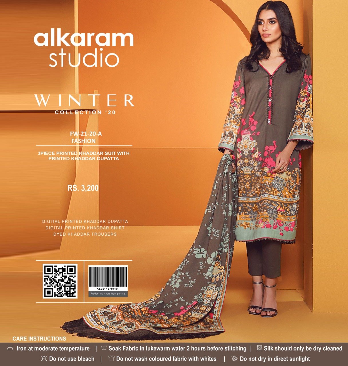 Al Karam 3 Pcs Khaddar Suit